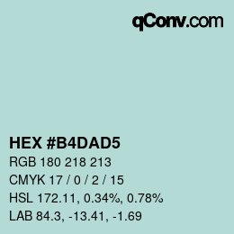 Color code: HEX #B4DAD5 | qconv.com
