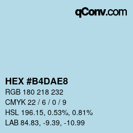 Color code: HEX #B4DAE8 | qconv.com