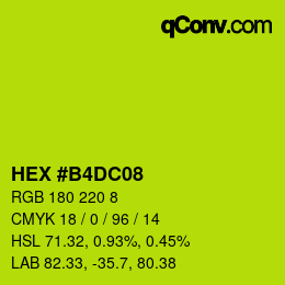 Color code: HEX #B4DC08 | qconv.com