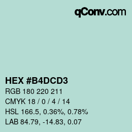 Farbcode: HEX #B4DCD3 | qconv.com