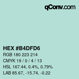 颜色代码: HEX #B4DFD6 | qconv.com