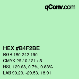 カラーコード: HEX #B4F2BE | qconv.com