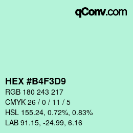 Color code: HEX #B4F3D9 | qconv.com