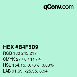 颜色代码: HEX #B4F5D9 | qconv.com