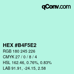 Color code: HEX #B4F5E2 | qconv.com