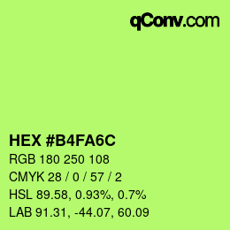 Color code: HEX #B4FA6C | qconv.com