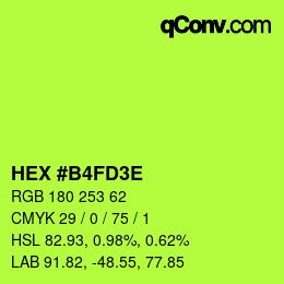 Code couleur: HEX #B4FD3E | qconv.com