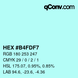 颜色代码: HEX #B4FDF7 | qconv.com