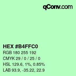 Color code: HEX #B4FFC0 | qconv.com