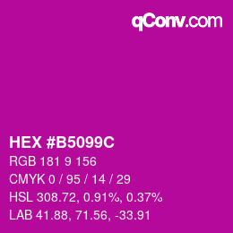 颜色代码: HEX #B5099C | qconv.com