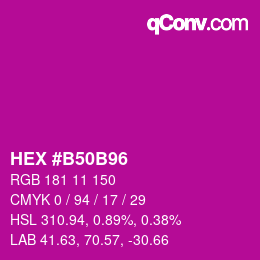 カラーコード: HEX #B50B96 | qconv.com