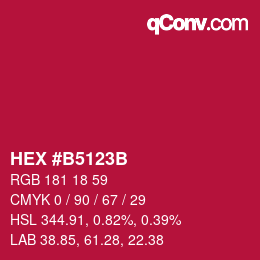 Color code: HEX #B5123B | qconv.com