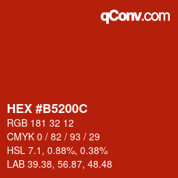 Color code: HEX #B5200C | qconv.com