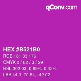 颜色代码: HEX #B521B0 | qconv.com