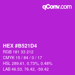 颜色代码: HEX #B521D4 | qconv.com