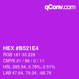 カラーコード: HEX #B521E4 | qconv.com