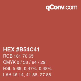 Farbcode: HEX #B54C41 | qconv.com