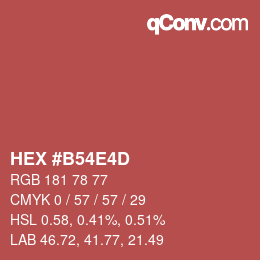 颜色代码: HEX #B54E4D | qconv.com