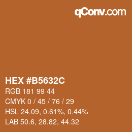 Color code: HEX #B5632C | qconv.com