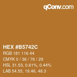 Color code: HEX #B5742C | qconv.com