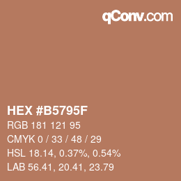 颜色代码: HEX #B5795F | qconv.com