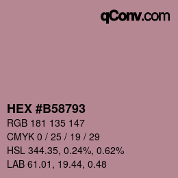 カラーコード: HEX #B58793 | qconv.com