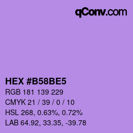 颜色代码: HEX #B58BE5 | qconv.com
