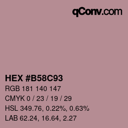 Color code: HEX #B58C93 | qconv.com