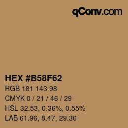 Color code: HEX #B58F62 | qconv.com