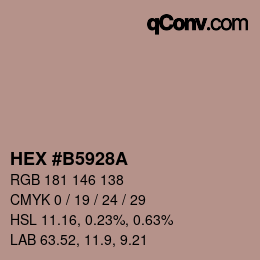 Color code: HEX #B5928A | qconv.com