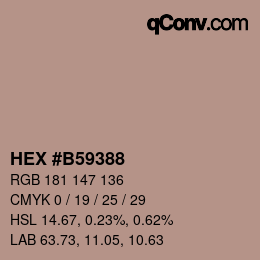 颜色代码: HEX #B59388 | qconv.com