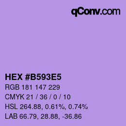 Color code: HEX #B593E5 | qconv.com