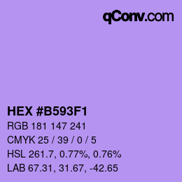 Farbcode: HEX #B593F1 | qconv.com