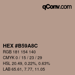 Color code: HEX #B59A8C | qconv.com