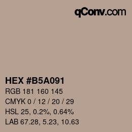 カラーコード: HEX #B5A091 | qconv.com