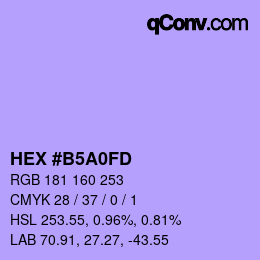 颜色代码: HEX #B5A0FD | qconv.com