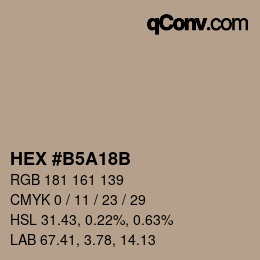 Código de color: HEX #B5A18B | qconv.com