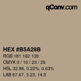 Color code: HEX #B5A28B | qconv.com