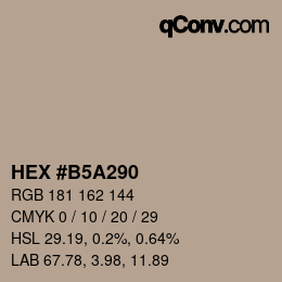 Color code: HEX #B5A290 | qconv.com