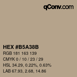 颜色代码: HEX #B5A38B | qconv.com