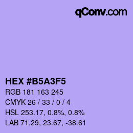 Farbcode: HEX #B5A3F5 | qconv.com