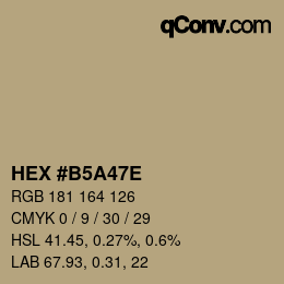 Color code: HEX #B5A47E | qconv.com