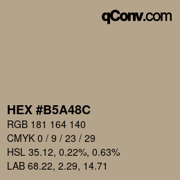 Color code: HEX #B5A48C | qconv.com