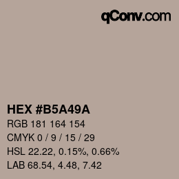 Color code: HEX #B5A49A | qconv.com
