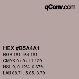 Código de color: HEX #B5A4A1 | qconv.com