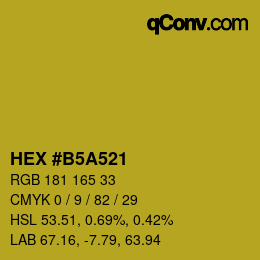 颜色代码: HEX #B5A521 | qconv.com
