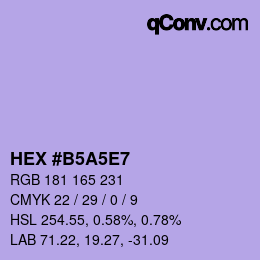 カラーコード: HEX #B5A5E7 | qconv.com