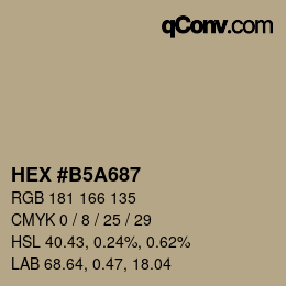 颜色代码: HEX #B5A687 | qconv.com