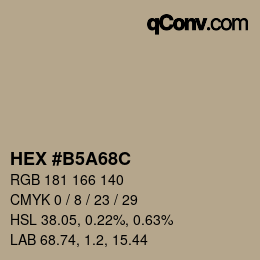 颜色代码: HEX #B5A68C | qconv.com
