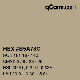 Farbcode: HEX #B5A78C | qconv.com